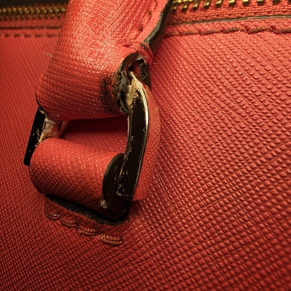 Michael Kors Cindy Medium Dome Satchel - Mandarin Saffiano Leather - Picture 8 of 16